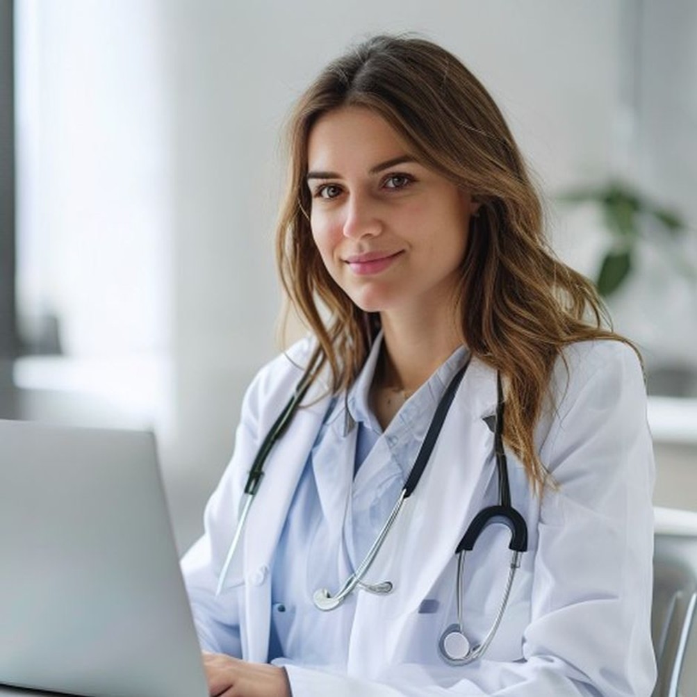 Medico durante una refertazione a distanza su tablet